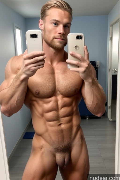 ai nude image of arafed man taking a selfie in a mirror with his phone pics of Hairy Women Pubic Hair Skinny Muscular Bodybuilder Scandinavian Perfect Boobs Several Hospital Mirror Selfie