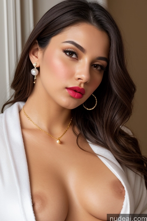 related ai porn images free for Woman Small Tits Beautiful Lipstick Pouting Lips Detailed Jewelry Gold Jewelry Pearl Jewelry Diamond Jewelry Warm Anime Front View Partially Nude Bathrobe