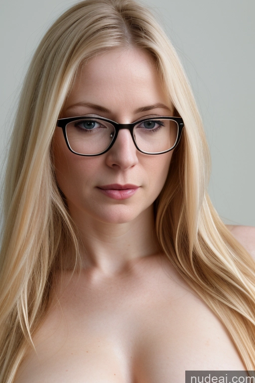 ai nude image of blond woman with glasses and a big breast posing for a picture pics of Fairer Skin Seductive Blonde Nude Serious Long Hair Close-up View Glasses Small Tits 50s