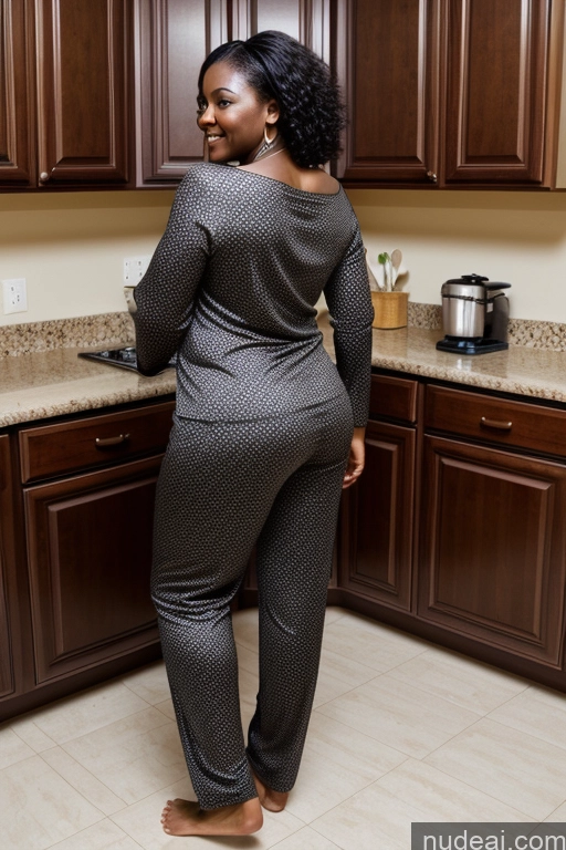 ai nude image of there is a woman standing in a kitchen with a pant on pics of Big Ass Big Hips Skinny Milf Kitchen African Pajamas Back View