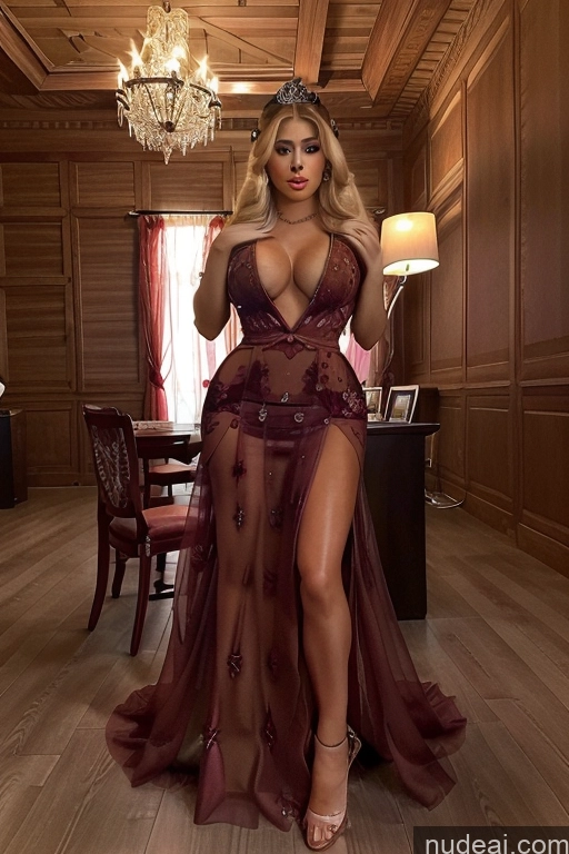 ai nude image of araffe in a sexy dress posing in a room with a chandelier pics of Bimbo FairArguementBut Perfect Boobs Beautiful Lipstick Big Hips 20s Serious Crisp Anime Victorian Parlor Deep V-Neck Dress Haute Couture | Ball Gown Jewelry Regal