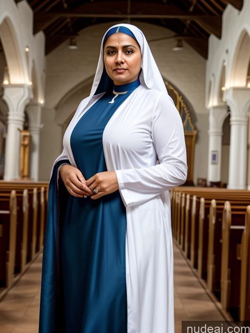 ai nude image of arafed woman in a blue and white dress standing in a church pics of Busty Indian Skin Detail (beta) Church Nun Salwar Topless Detailed 50s Chubby