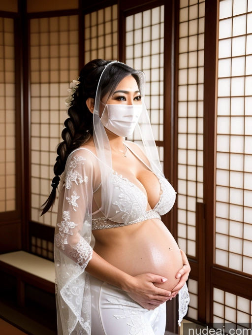 ai nude image of pregnant woman wearing a mask and veil standing in a room pics of Busty Perfect Boobs Oiled Body Lipstick Black Hair Onsen Pearl Jewelry Wedding Beautiful Transparent Jewelry Kimono Cleavage Braided Yoga Pants Pregnant Niqab 40s Japanese