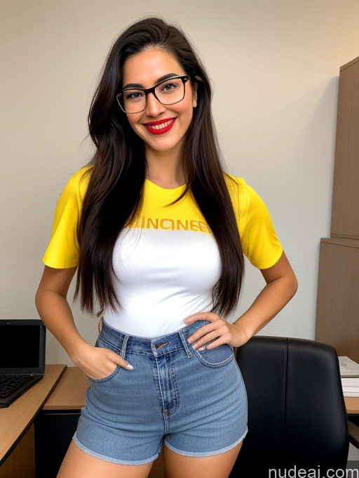 ai nude image of there is a woman wearing glasses and a yellow shirt posing for a picture pics of 18 Happy Small Tits Lipstick Small Ass Pubic Hair Fairer Skin Tanned Skin Glasses Perfect Body Front View Long Hair Black Hair Working Out Jeans Blouse Office Construction Worker Secretary Casual Long Legs Tall High Heels