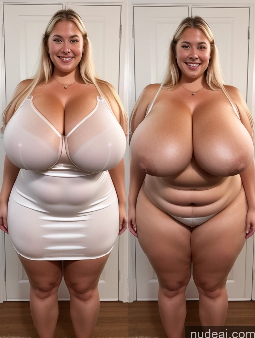 ai nude image of arafed woman in a white dress and a woman in a white dress pics of Model One Busty Huge Boobs Perfect Boobs Beautiful Thick Chubby Big Hips 30s Happy Laughing Scandinavian Bra Dress Cleavage Transparent Pearl Jewelry Detailed Onoff