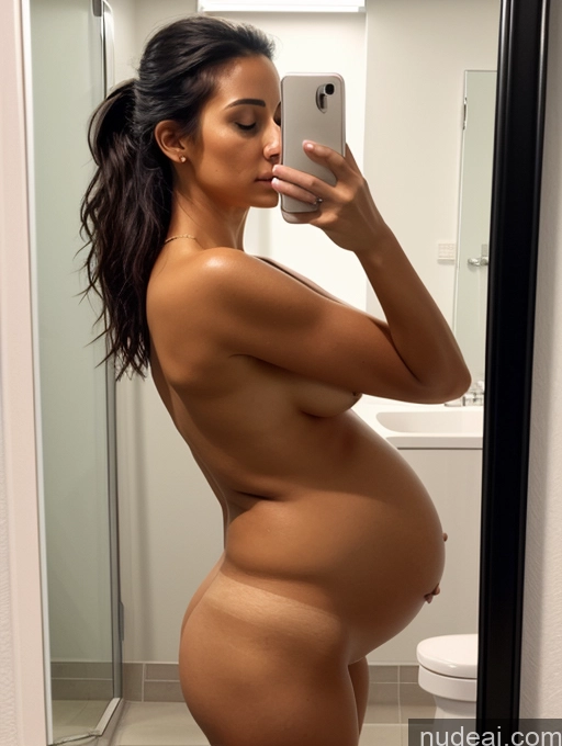 related ai porn images free for Woman Tanned Skin 18 Black Hair Hair Bun Spanish Nude Bright Lighting Bathroom Mirror Selfie Pregnant Perfect Boobs Beautiful Perfect Body Detailed Serious One Sunglasses Front View