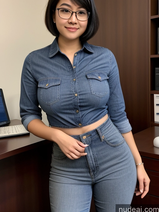 related ai porn images free for Office Huge Boobs 18 Secretary Jeans Glasses Big Hips Skinny Asian Short Hair Shirt