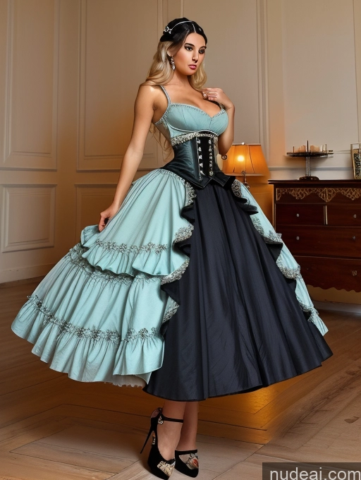 ai nude image of arafed woman in a blue dress and black shoes posing for a picture pics of Bimbo FairArguementBut Perfect Boobs Beautiful Lipstick Big Hips 20s Crisp Anime Detailed Haute Couture | Ball Gown Regal Jewelry Victorian Parlor Low Heel Pumps Goth Victorian Haute Couture V3