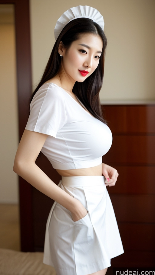 related ai porn images free for Beautiful Lipstick Huge Boobs Big Ass Long Legs Fairer Skin 20s Sexy Face Seductive Slicked Korean Maid Micro Skirt