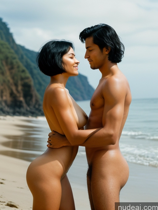 related ai porn images free for Perfect Boobs Beautiful Big Ass Long Legs Pubic Hair Dark Skin 30s Orgasm Seductive Latina Film Photo T-pose Nude Woman + Man Two Black Hair Short Hair Beach Side View