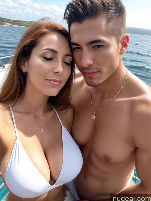 ai nude image of arafed man and woman in white bikinis on a boat pics of Huge Boobs Skinny Ginger Italian Soft Anime Front View Jewelry Detailed Orgasm Sexy Face Pubic Hair 80s Woman + Man Straight Several Tank Top Yacht Blowjob