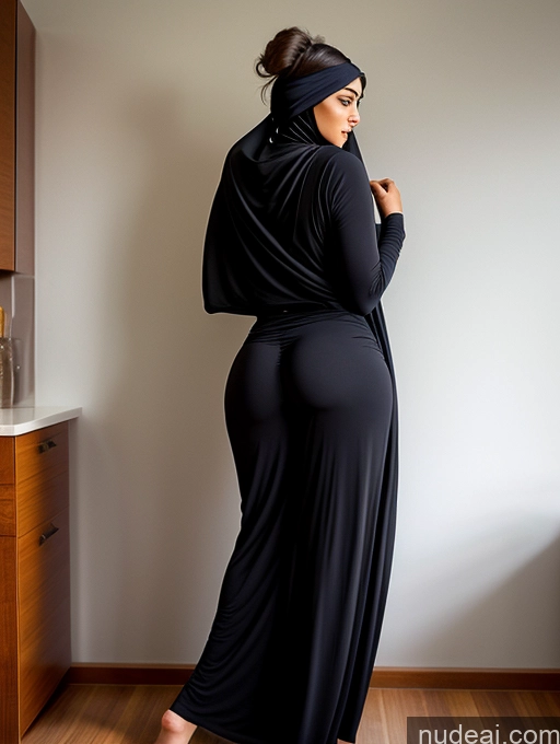 ai nude image of pregnant woman in black dress standing in a room with a wooden floor pics of Big Ass Hair Bun Back View Bending Over Niqab