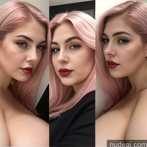 ai nude image of arafed woman with pink hair and a black top posing for a picture pics of Huge Boobs Chubby Big Hips Big Ass Fairer Skin 18 Pink Hair Long Hair Persian Lipstick