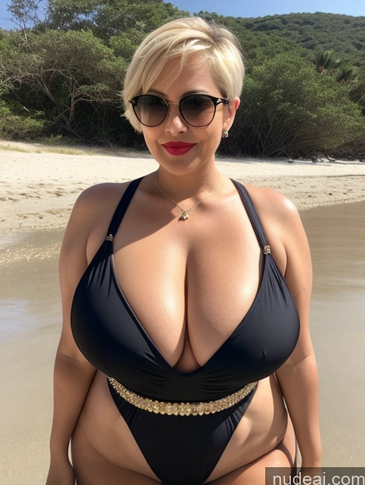 related ai porn images free for Milf One Busty Huge Boobs Perfect Boobs Beautiful Sunglasses Lipstick Big Ass Thick Chubby Fat Big Hips Short Perfect Body 50s Blonde Pixie White Beach One Piece Swimsuit Cleavage Diamond Jewelry