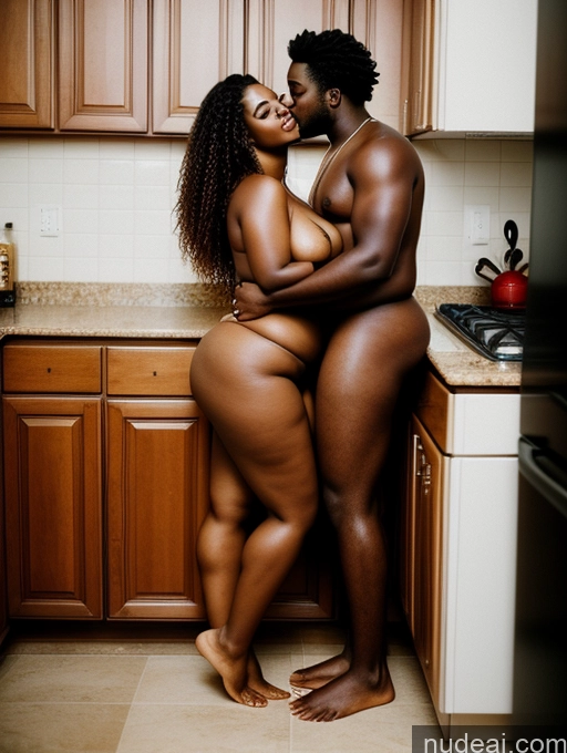 ai nude image of there are two black women hugging in the kitchen together pics of Woman + Man Thick Beautiful Big Ass Perfect Boobs 30s Sexy Face Brunette Curly Hair Film Photo On Back Nude Chubby Fat African Kitchen Side View Dark Skin