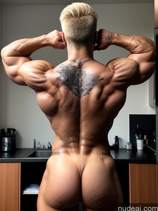 ai nude image of arafed man with a tattoo on his back and a tattoo on his arm pics of Bodybuilder Huge Boobs Tattoos Muscular Big Ass Abs Long Legs 18 Blonde Greek Back View Bending Over Detailed