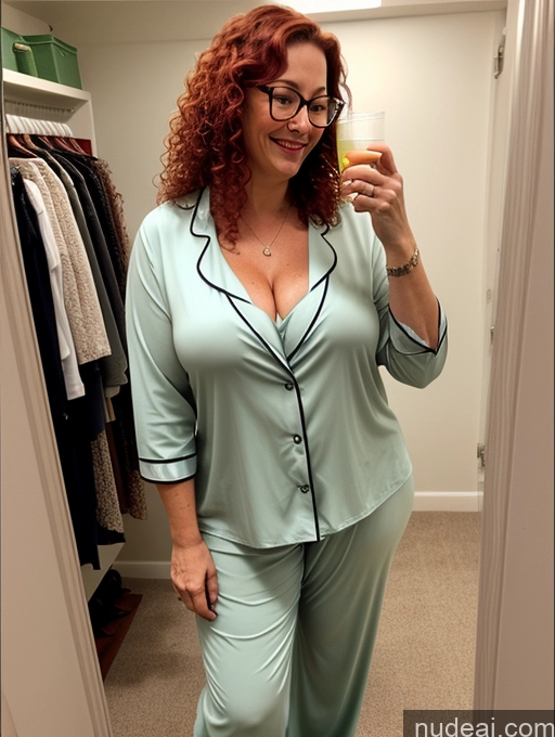 ai nude image of woman taking a selfie in a dressing room with a mirror pics of Milf One Glasses Big Ass Long Legs Curly Hair Irish Film Photo Changing Room Front View Wine Pajamas Chubby Thick Fairer Skin Busty 40s Orgasm Green Hair