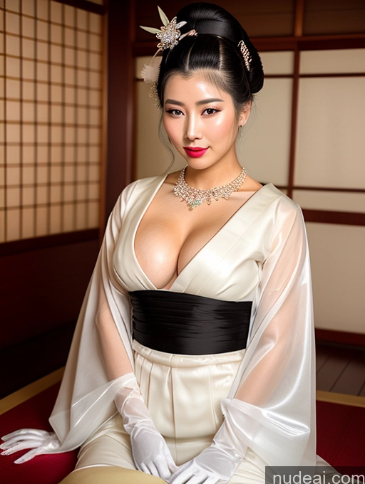 ai nude image of there is a woman in a white dress sitting on a red carpet pics of Busty Lipstick Perfect Boobs Oiled Body Black Hair Onsen Gloves Diamond Jewelry Jewelry Pearl Jewelry Tanned Skin Sexy Face Beautiful Korean Dress Hair Tied Up Geisha Transparent