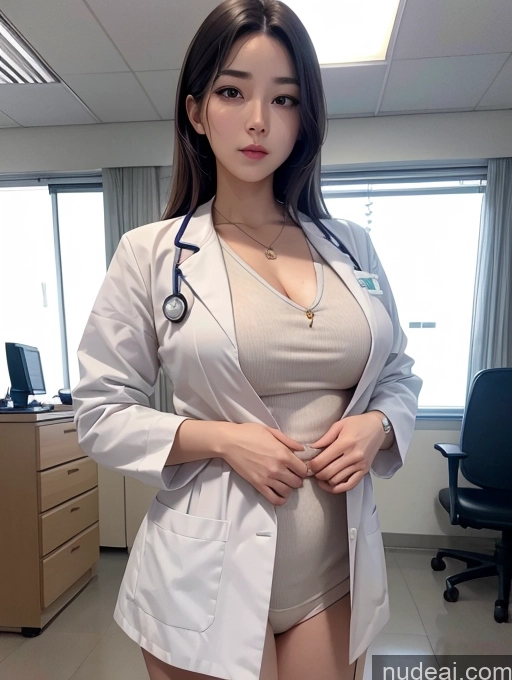 ai nude image of arafed asian woman in a lab coat posing for a picture pics of Korean Perfect Boobs Hospital Doctor