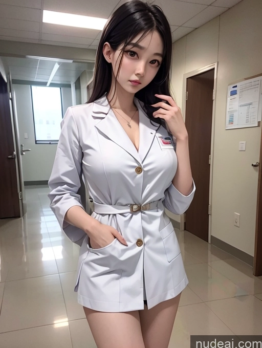 ai nude image of araffe woman in a short suit posing in a hallway pics of Korean Perfect Boobs Hospital Doctor