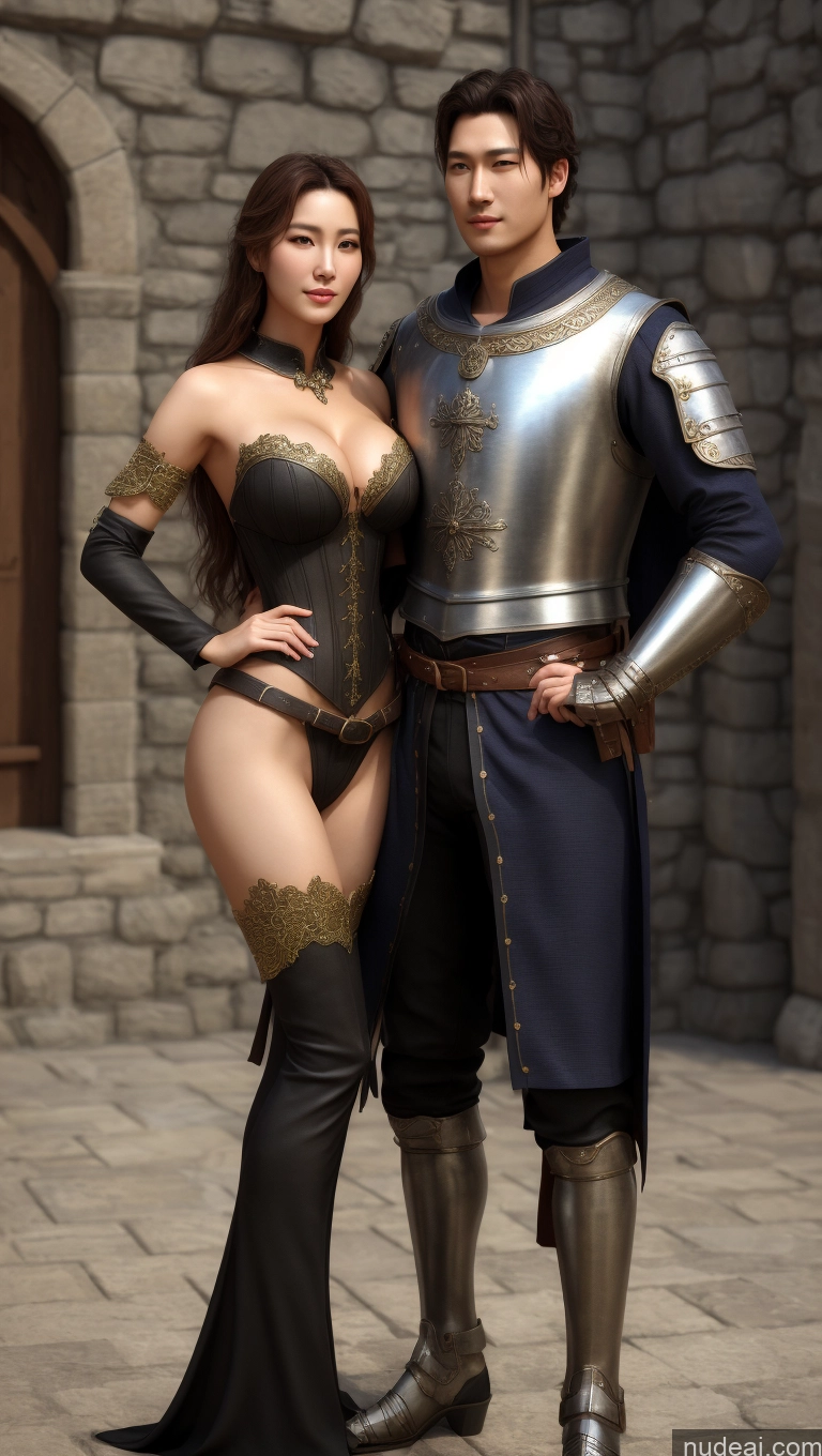 ai nude image of arafed woman in a black dress and a man in a knight costume pics of Medieval Perfect Boobs Perfect Body 3d Korean POV Focus Sex Woman + Man