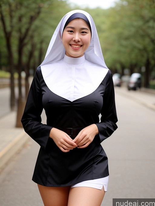 ai nude image of arafed woman in a nun costume walking down a street pics of Perfect Body Perfect Boobs Busty 18 Happy Nun Korean Cleavage Sorority