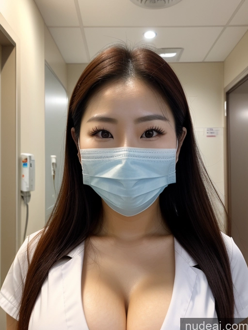 ai nude image of arafed asian woman wearing a surgical mask in a hospital hallway pics of Korean Perfect Boobs Hospital Face Mask