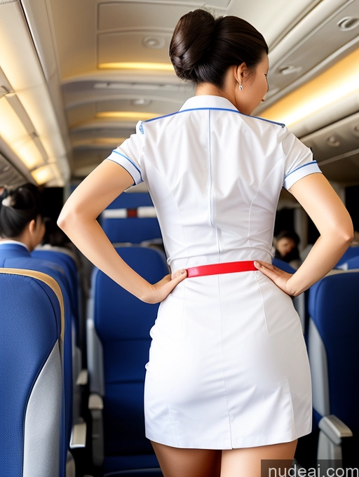 ai nude image of arafed woman in a white dress standing on a train pics of Big Ass Hair Bun Chinese Back View Bending Over Flight Attendant