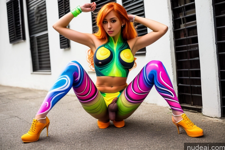 ai nude image of brightly colored woman sitting on the ground with her legs crossed pics of One Perfect Boobs Big Ass Trans Girl With Erect Penis Long Hair Partially Nude Detailed 18 Street Soft Anime French Bodypaint Cosplay Ginger Crop Top Woman Sexy Face