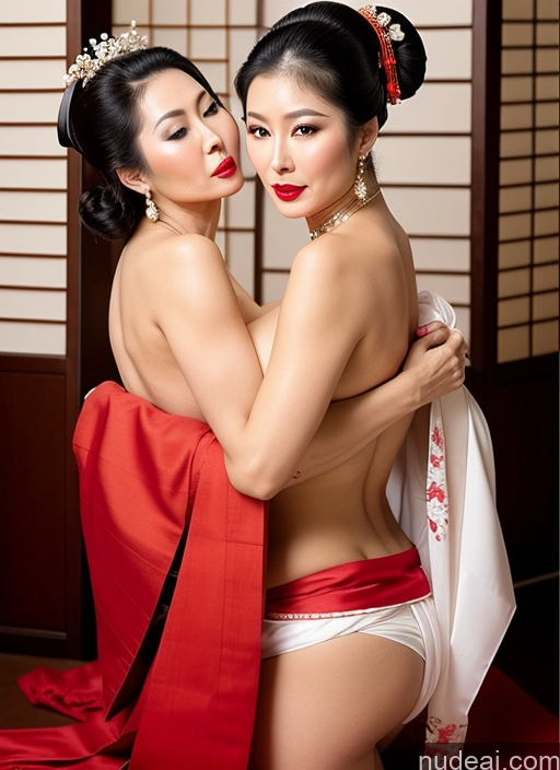 ai nude image of they are two asian women in a kimono pics of Milf Busty Lipstick 70s Sad Sexy Face Vietnamese Geisha Pearl Jewelry Topless