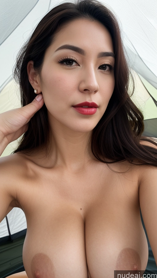 related ai porn images free for Woman One Huge Boobs Beautiful Lipstick Fairer Skin 30s Slicked Black Hair Tent Close-up View Perfect Boobs Korean Detailed