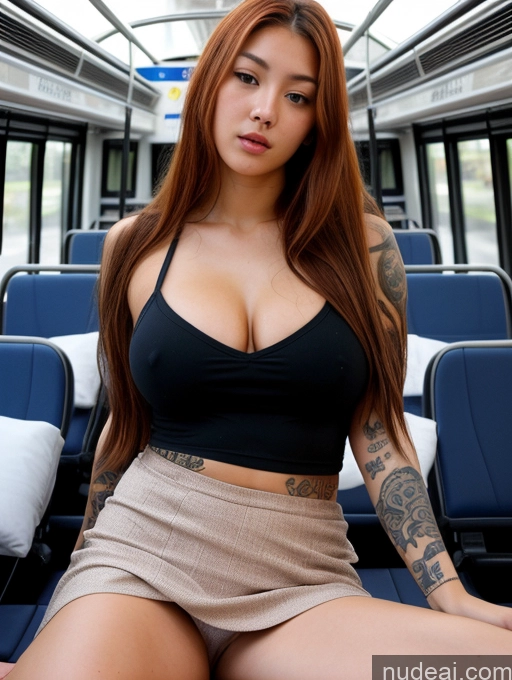 ai nude image of arafed woman with tattoos sitting on a bus seat pics of Perfect Boobs Beautiful Tattoos Big Ass Skinny Shocked Sexy Face 18 Ginger Long Hair Korean Bus Front View Spreading Legs Nude Mini Skirt Micro Skirt