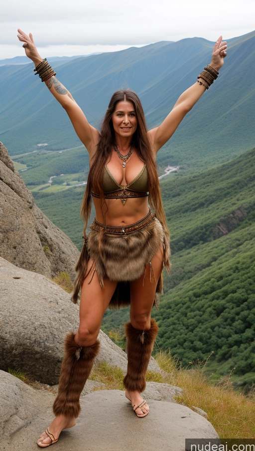 ai nude image of arafed woman in a bikini and boots standing on a rock pics of One Long Legs Tall Pubic Hair Sexy Face Orgasm Ginger Muscular Bright Lighting Detailed 60s Mountains Tattoos Perfect Boobs Milf Soft + Warm Front View T-pose Transparent Cleavage Tribal Messy Native American Viking