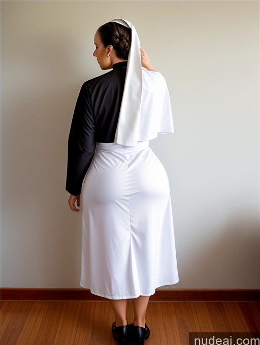 ai nude image of araffe dressed in a nun costume standing in a room pics of Big Ass Hair Bun Back View Bending Over Nun