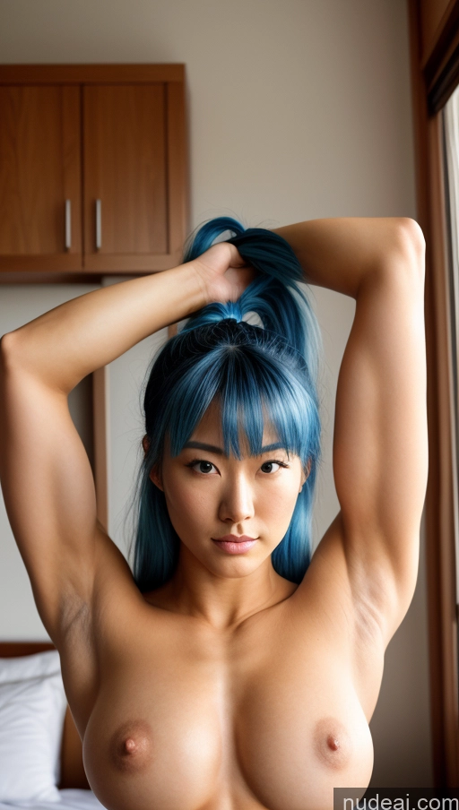 related ai porn images free for 18 Serious Blue Hair Ponytail Japanese Bedroom Front View Nude Muscular Bodybuilder Tall Perfect Boobs Abs