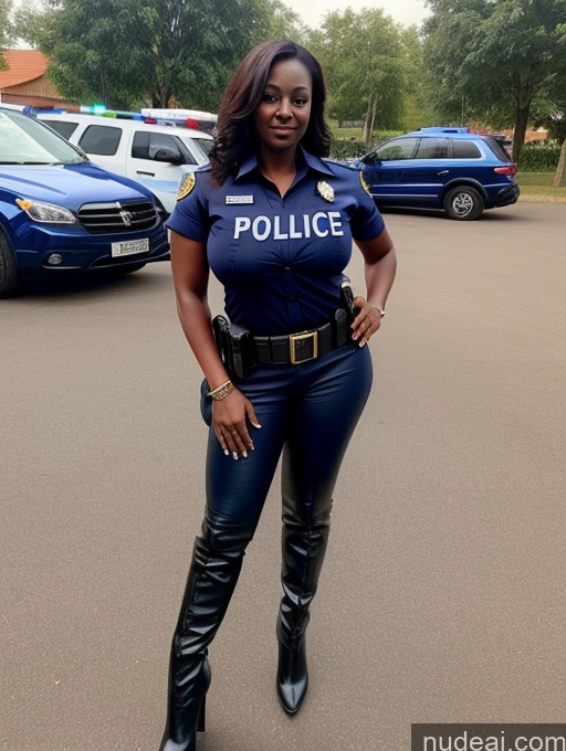 ai nude image of araffe police woman in leather pants and boots posing for a picture pics of Busty Perfect Boobs Beautiful Perfect Body Dark Skin 40s Boots Police