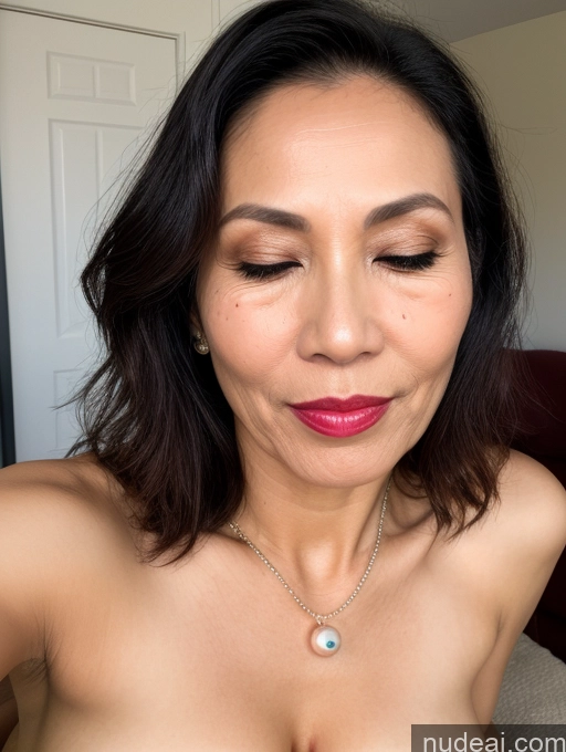 ai nude image of arafed woman with a necklace and a necklace on her neck pics of Milf Lipstick EdgOrgasm Skin Detail (beta) Vietnamese 50s Pearl Jewelry Cumshot Orgasm Skinny Beautiful