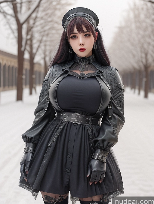 ai nude image of there is a woman in a black dress and hat posing for a picture pics of Woman One Busty Huge Boobs Muscular Big Ass Abs Big Hips 20s Seductive Sexy Face Snow Boots Gloves Goth Better Leggins - Goth Goth Gals V2 Vampire Victorian Roman Leather Jacket Mesh Israel Ginger