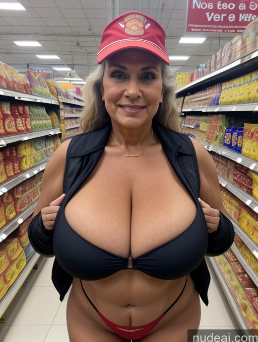 ai nude image of a woman in a red hat and black bikini posing for a picture pics of Milf Busty Huge Boobs 70s Front View Firefighter Microkini Grocery Indian