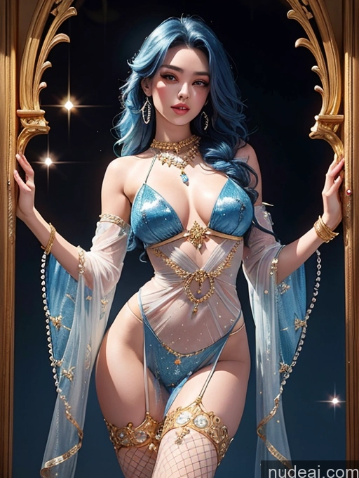 Diamond Jewelry Gold Jewelry Pearl Jewelry Transparent Perfect Body Fishnet Yunxi Blue Hair