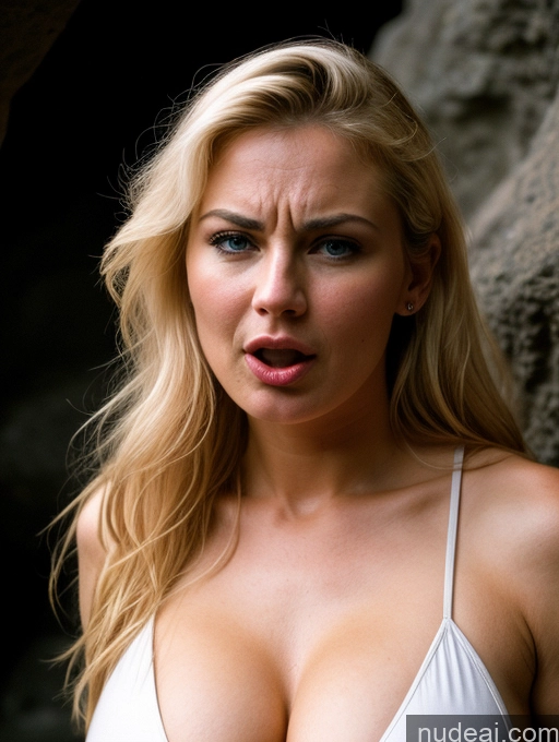 ai nude image of blond woman with big booby posing in front of a rock pics of Perfect Boobs Serious Seductive 30s Happy Sexy Face Ahegao Angry Scandinavian Cave 80s