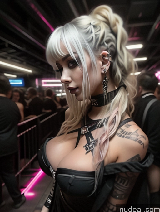 ai nude image of blond woman with tattoos and piercings standing in a crowded area pics of Bimbo Perfect Boobs Ginger Turkish Gothic Punk Girl Working Out Close-up View Club