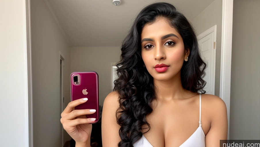 ai nude image of there is a woman taking a selfie in a mirror pics of Woman One Small Tits Perfect Boobs Beautiful Sunglasses Lipstick Small Ass Pubic Hair Long Legs Abs Fairer Skin 20s Pouting Lips Black Hair Curly Hair Indian Front View Sari Mirror Selfie