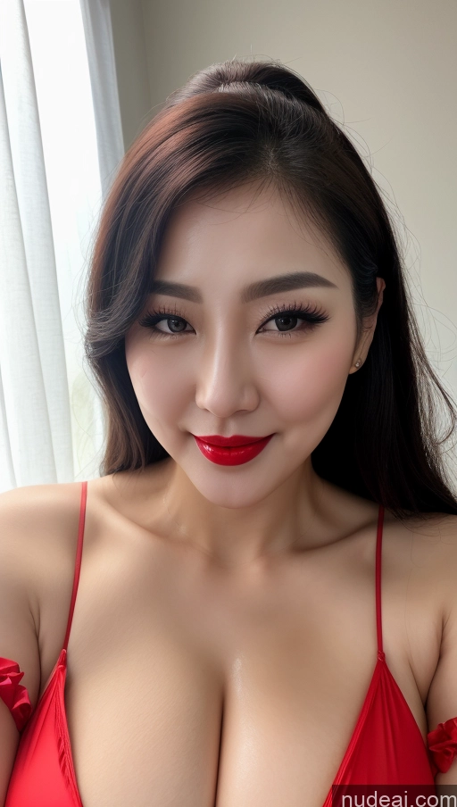 related ai porn images free for Woman Huge Boobs Beautiful Lipstick Fairer Skin Happy Seductive Black Hair Slicked Korean Devil Nightgown Bright Lighting Sexy Face Close-up View 30s Cumshot