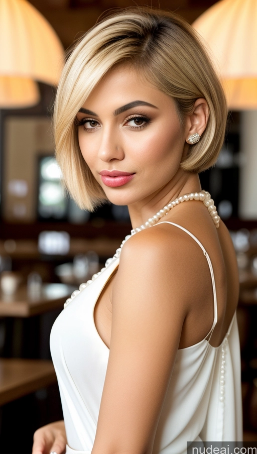 related ai porn images free for Pouting Lips Blonde Short Hair Arabic Cafe Blouse Pearl Jewelry One