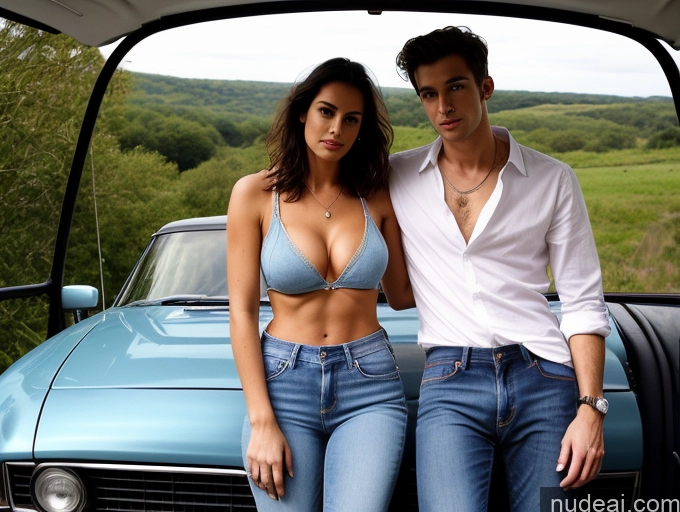 related ai porn images free for Woman + Man Two Beautiful Perfect Body 20s Sad British Illustration Car Jeans Shirt Cleavage