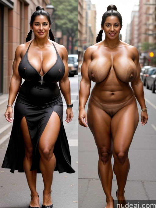 ai nude image of two women in black swimsuits walking down a street pics of Busty Perfect Boobs Muscular Perfect Body 70s Black Hair Film Photo Front View Bright Lighting Detailed Topless Onoff Skinny Indian Bodybuilder Street Long Skirt Pigtails