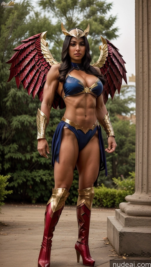 ai nude image of arafed woman in a costume with wings and a blue bikini pics of Perfect Boobs Superhero Muscular Abs Egyptian Has Wings