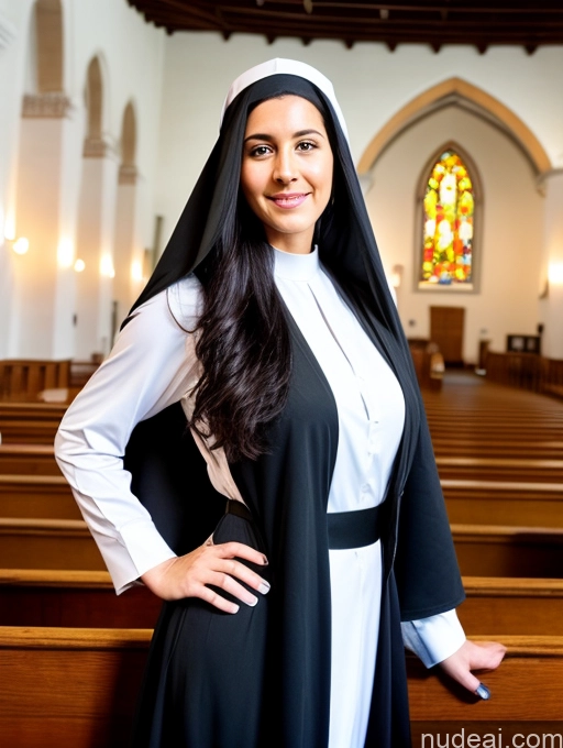 ai nude image of arafed woman in a nun costume standing in a church pics of One Perfect Boobs Big Ass Pubic Hair Trans Girl With Erect Penis 40s Sexy Face Black Hair Long Hair Detailed Nun Church