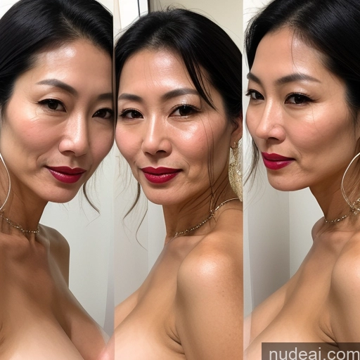 ai nude image of arafed woman with a big breast and a necklace on pics of Milf Lipstick Partially Nude Transparent Pearl Jewelry Skinny Cumshot Professor 50s Japanese Sexy Face